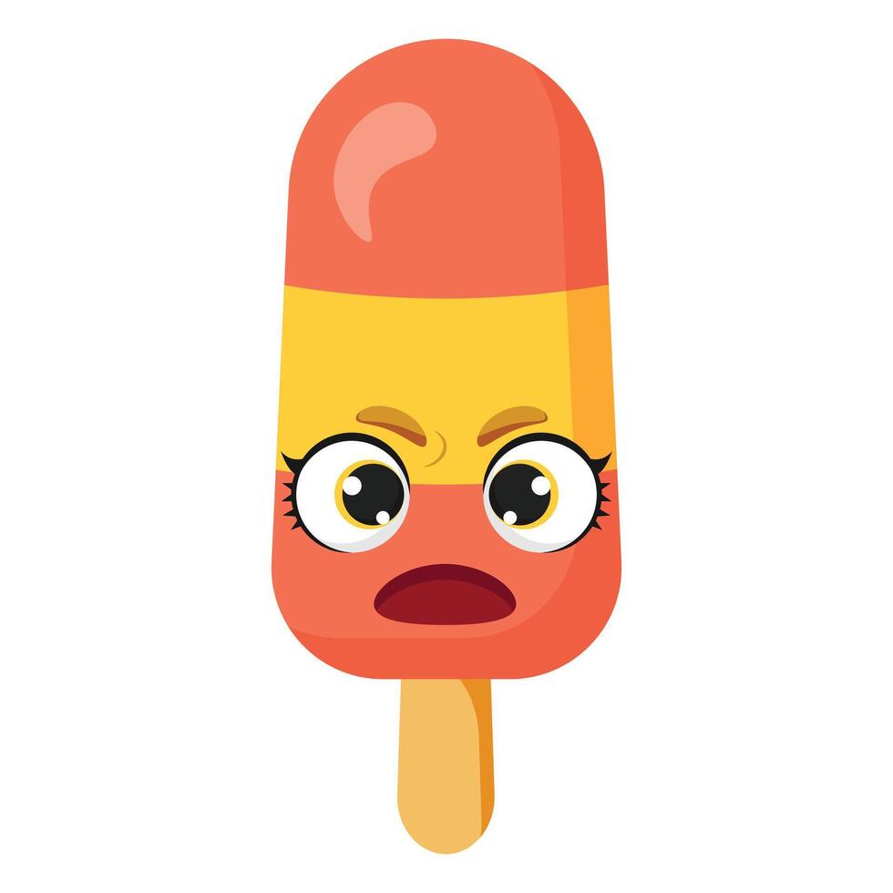 Angry orange yellow ice cream vector