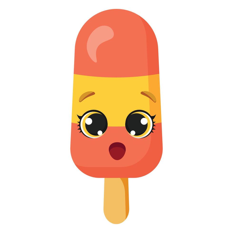 Yellow orange ice cream surprised vector