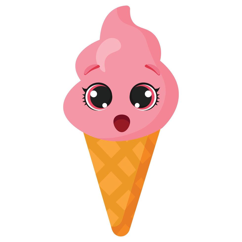 Surprised pink ice cream vector