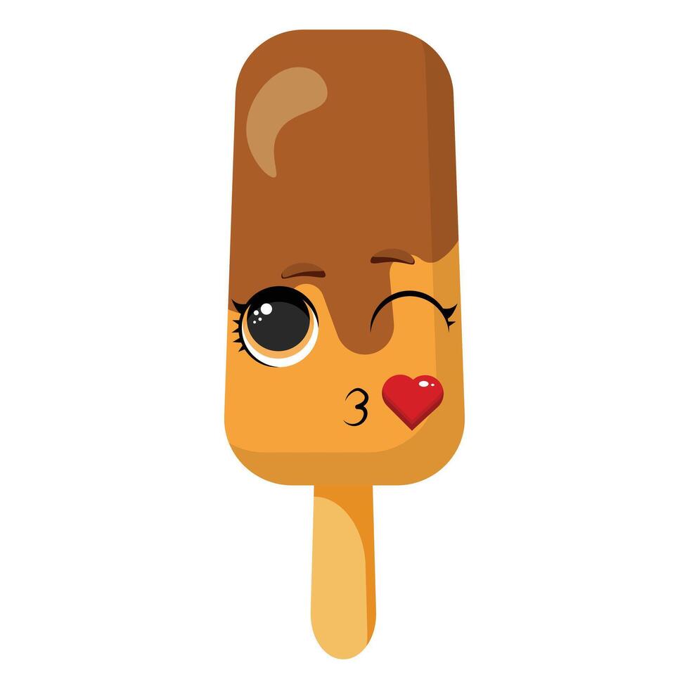 Kissing chocolate ice cream with heart vector