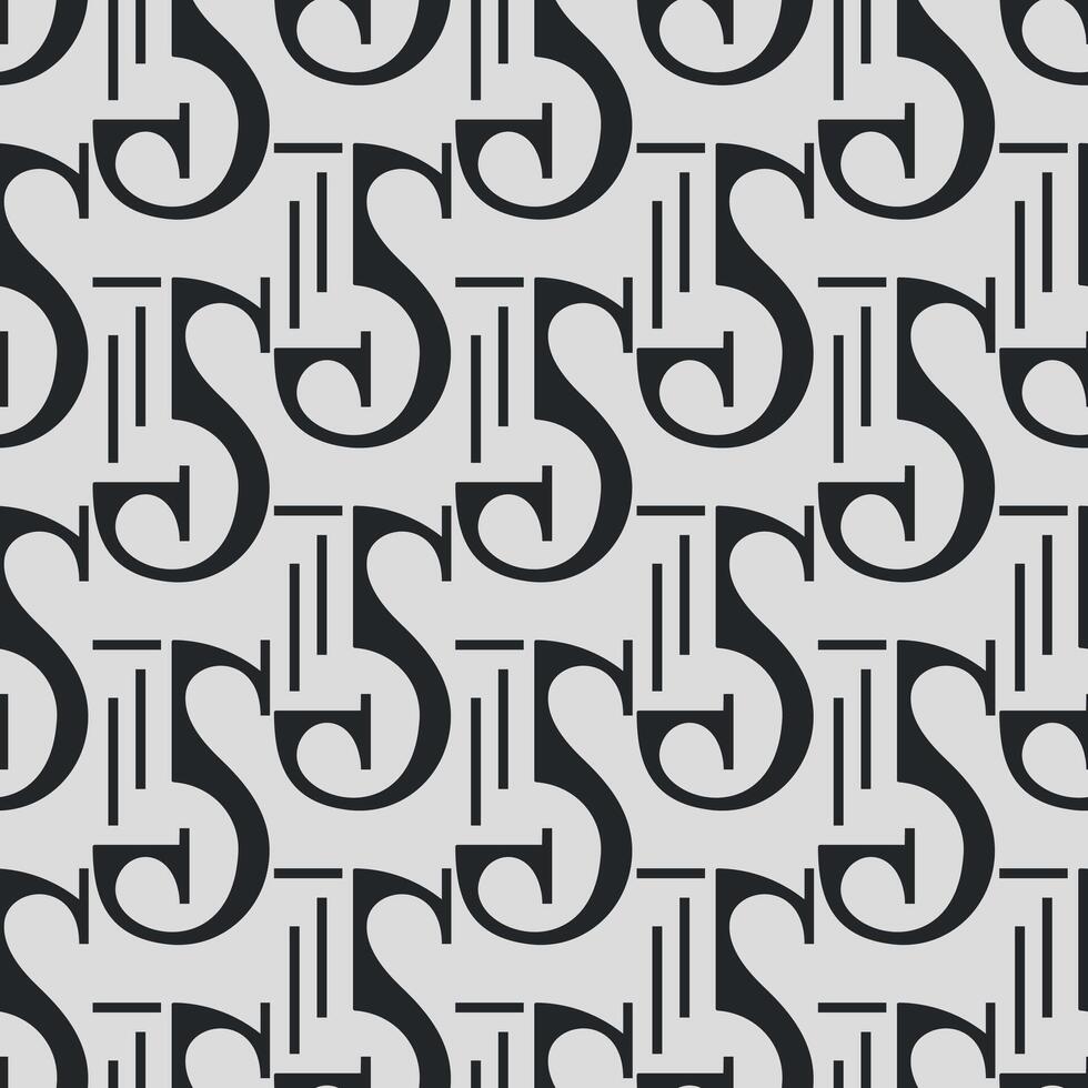 Seamless pattern with elegant monogram combining the letter S and a classical column motif. Ideal for luxury branding, packaging, wallpaper, and visual identity projects. vector