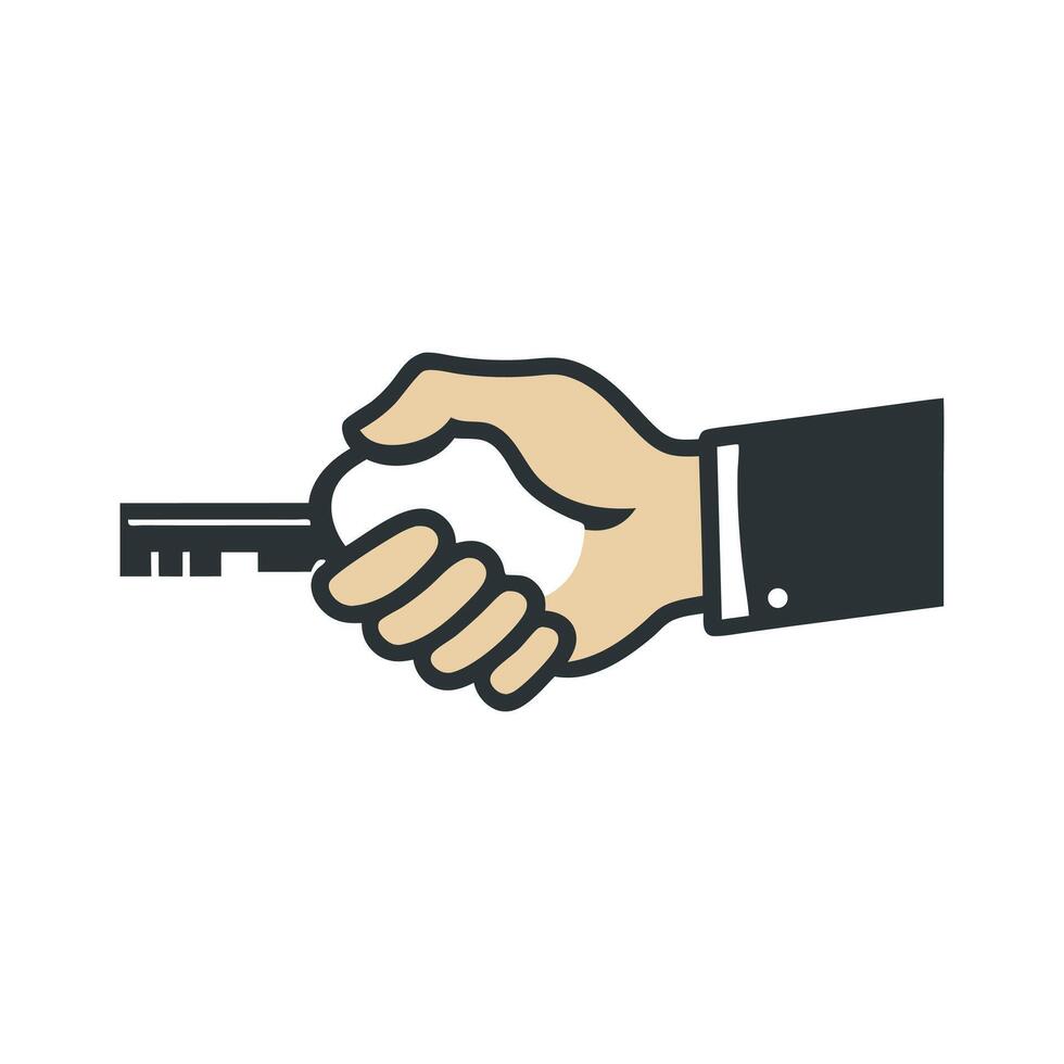 Abstract Hand holding a key with a suit sleeve visible Icon or Logo Design Template vector
