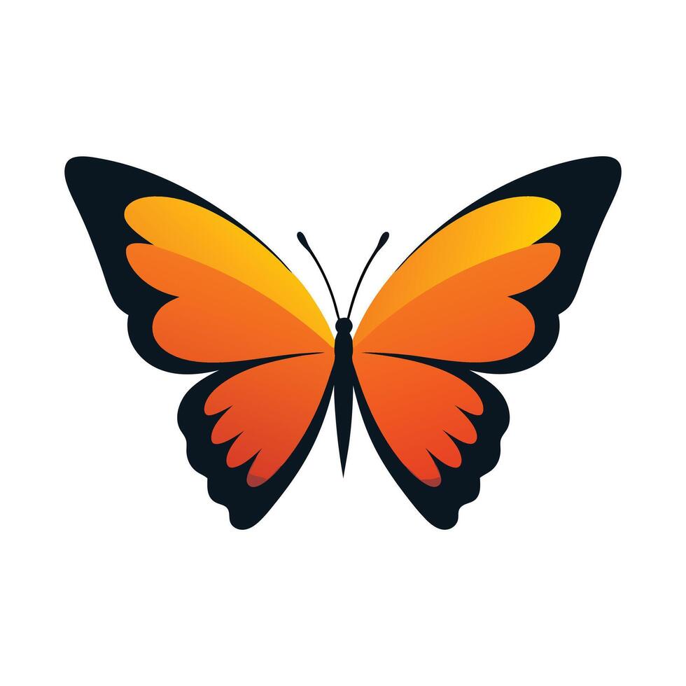 Abstract butterfly with orange and black wings Icon or Logo Design Template vector