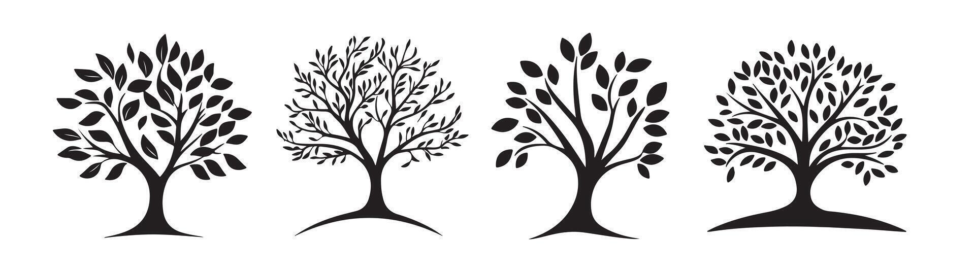 Abstract Four stylized trees Icon or Logo Design Template vector