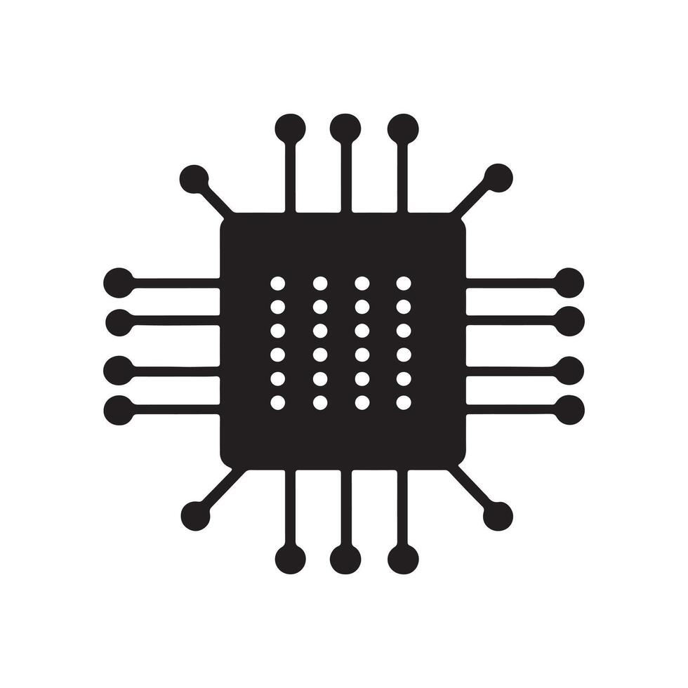 Abstract black cpu chip Icon or Logo Design Template vector