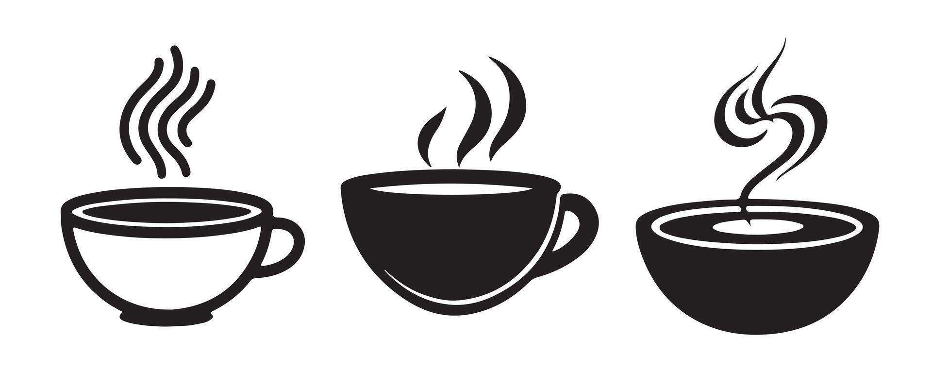 Abstract Three cups of hot beverage Icon or Logo Design Template vector