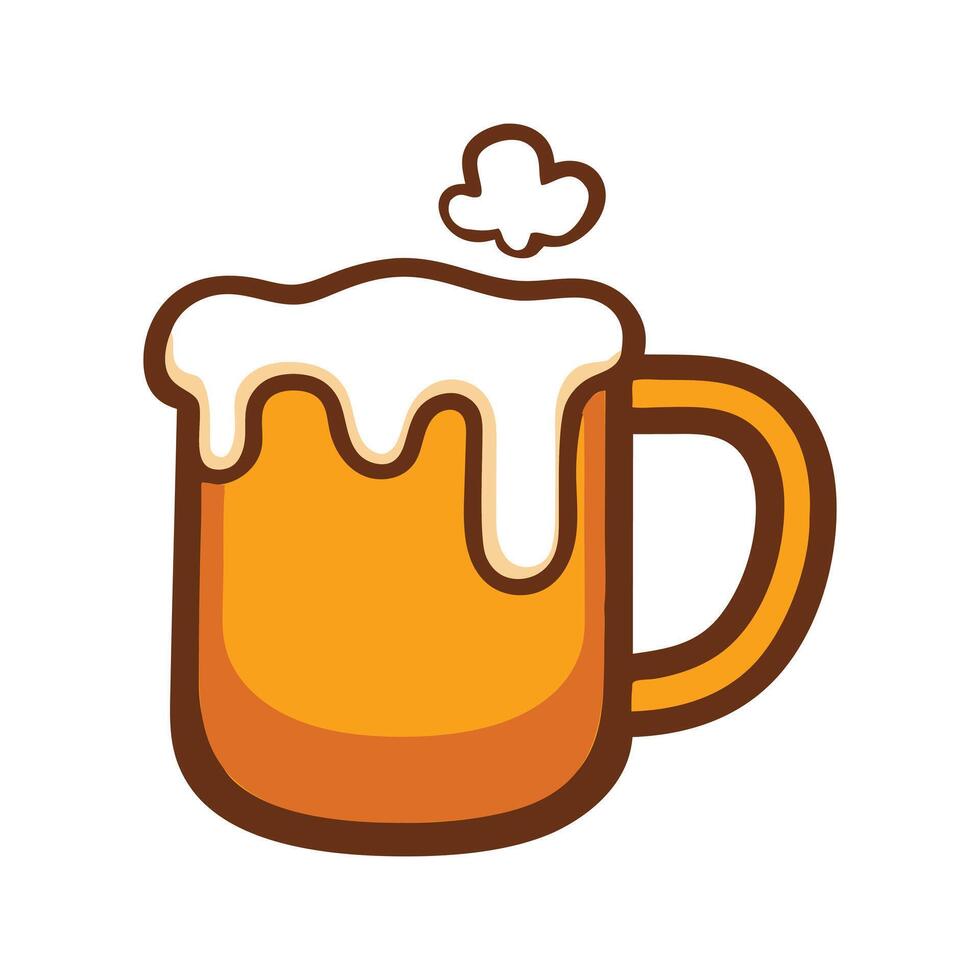 Abstract Cartoon beer mug with foam Icon or Logo Design Template vector