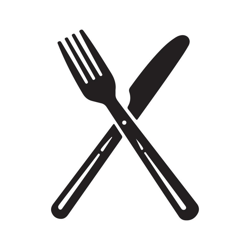Abstract Crossed fork and knife Icon or Logo Design Template vector