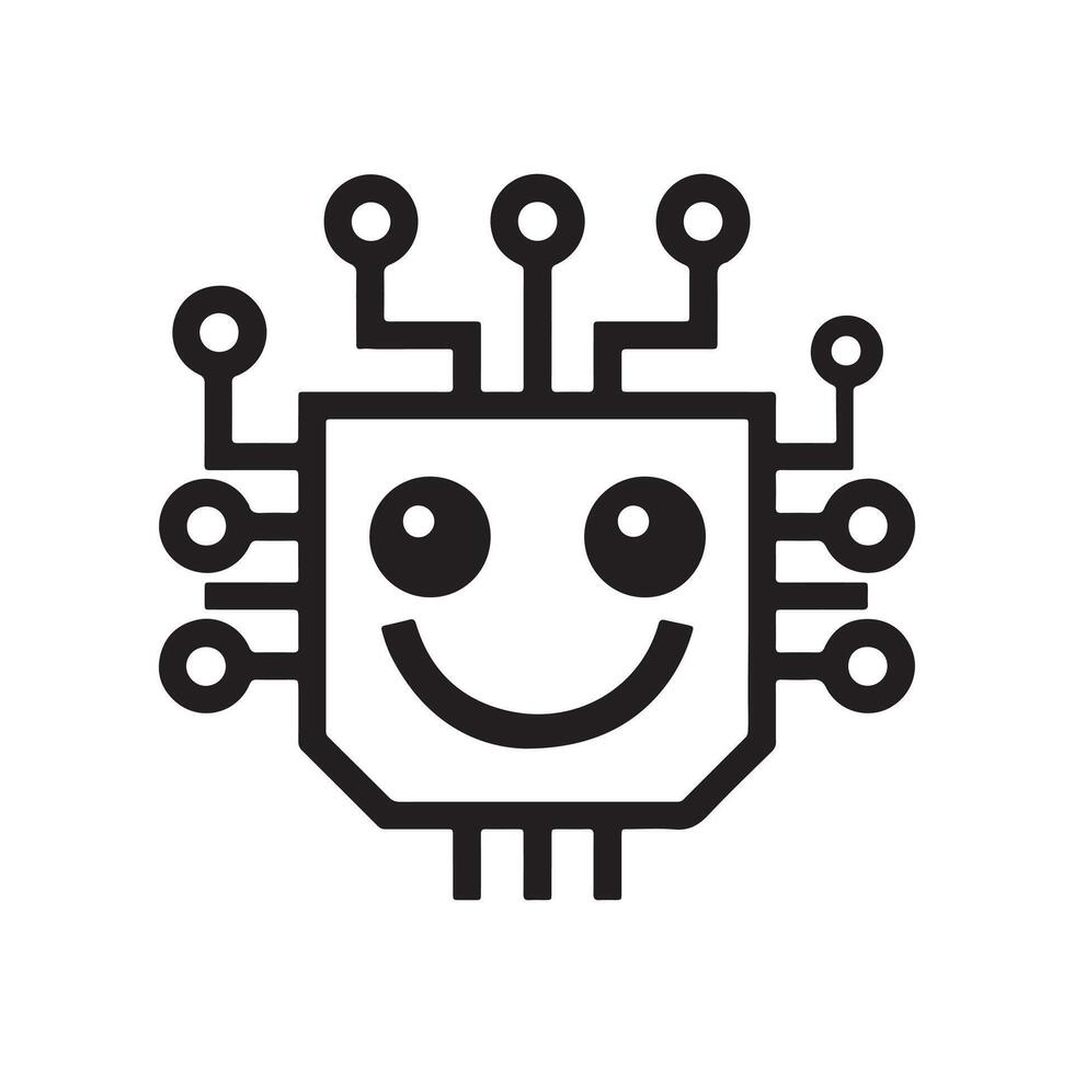 Abstract smiling black and white circuit board Icon or Logo Design Template vector