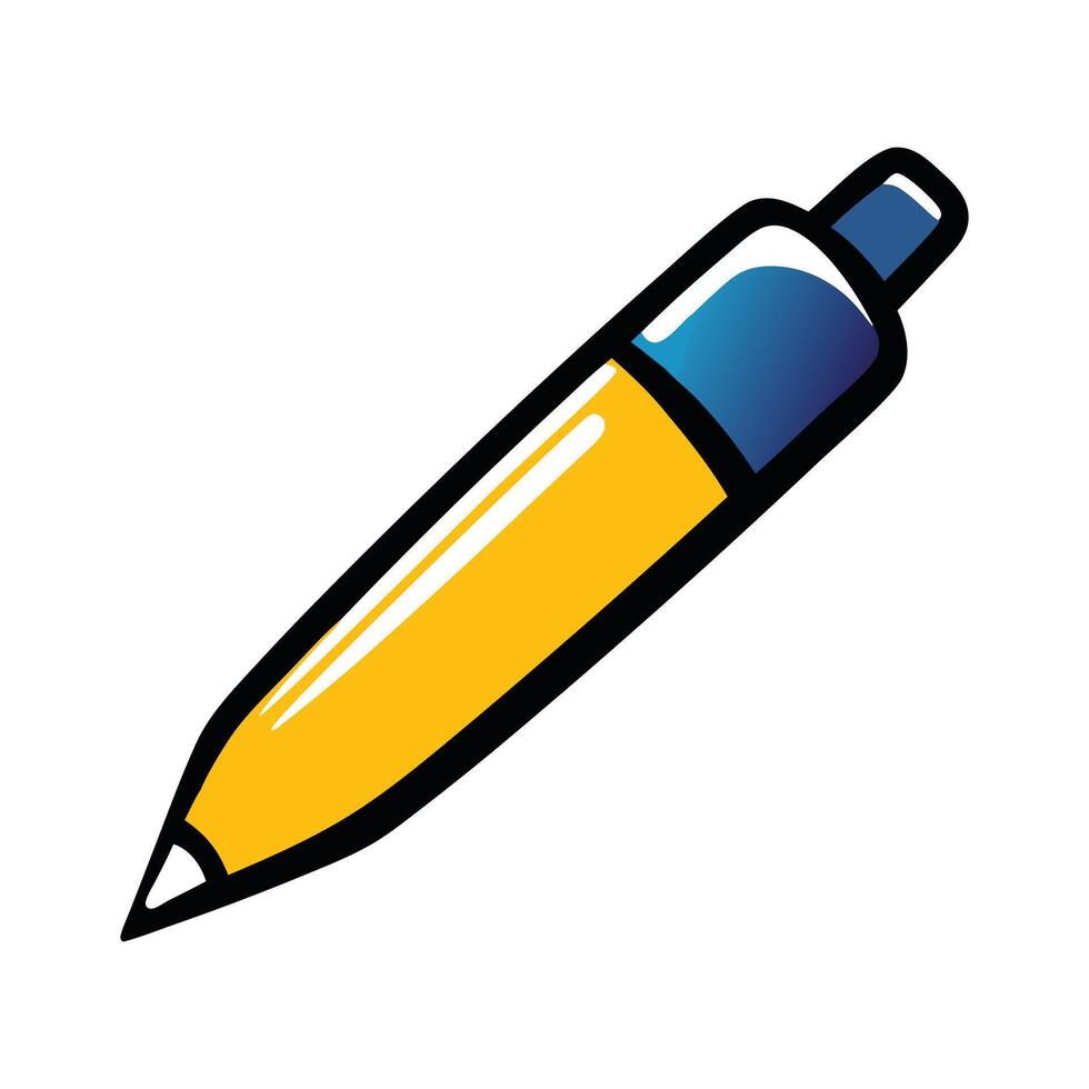 Abstract yellow and blue pen with black outline Icon or Logo Design Template vector