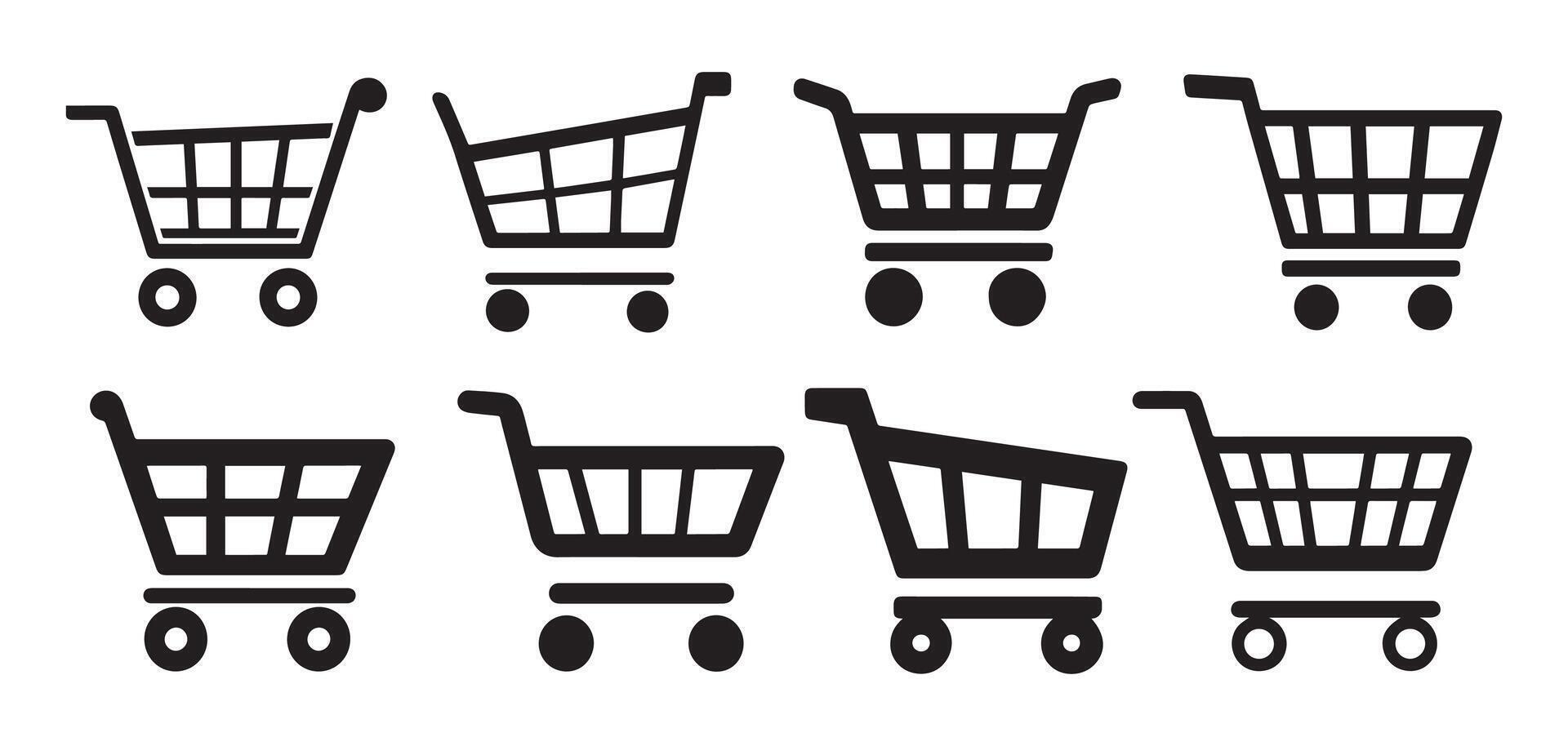 Abstract Eight shopping cart arranged in two rows Icon or Logo Design Template vector