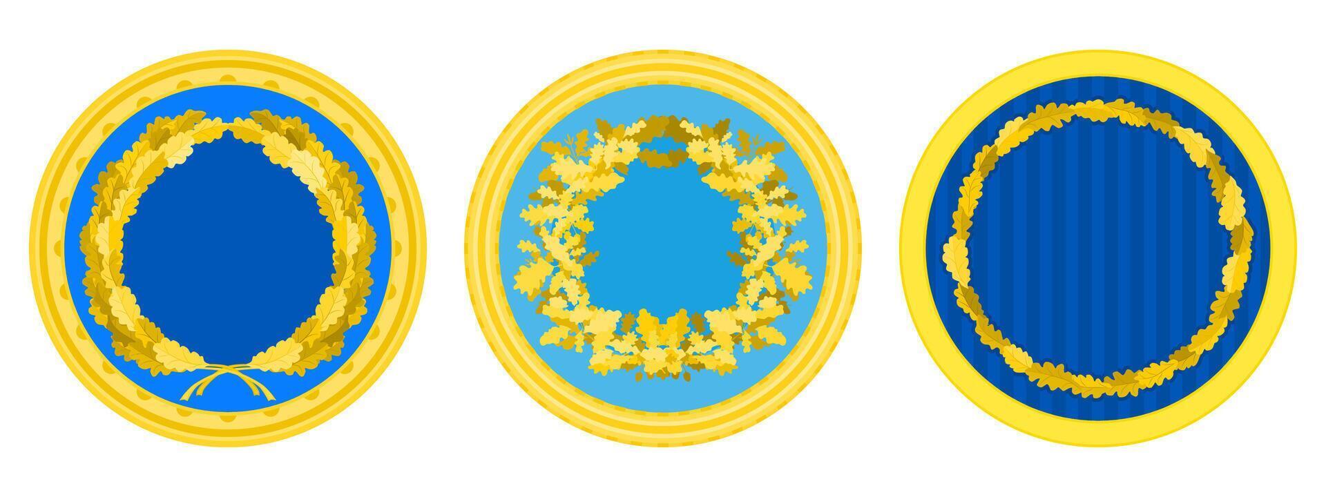 coins emblems country with gold and plants. stock image vector
