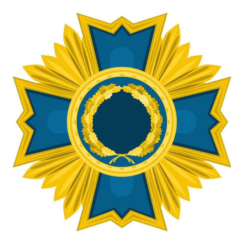 cross award to soldiers of country with gold arrows and coin. stock image vector