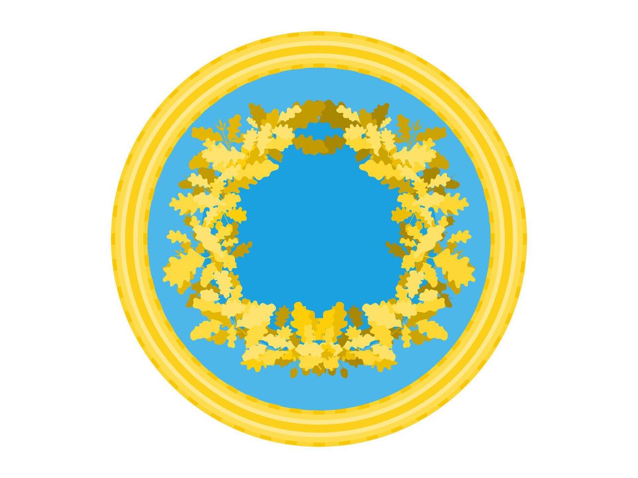 coin with oak leaves and trident sign of power on gold. stock image vector