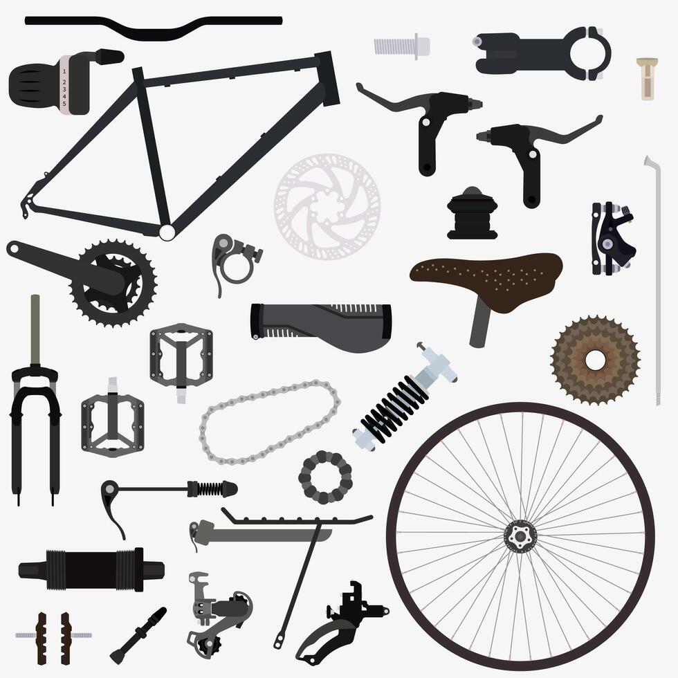 Bicycle details. Icons for a bicycle shop. Bicycle advertising. vector