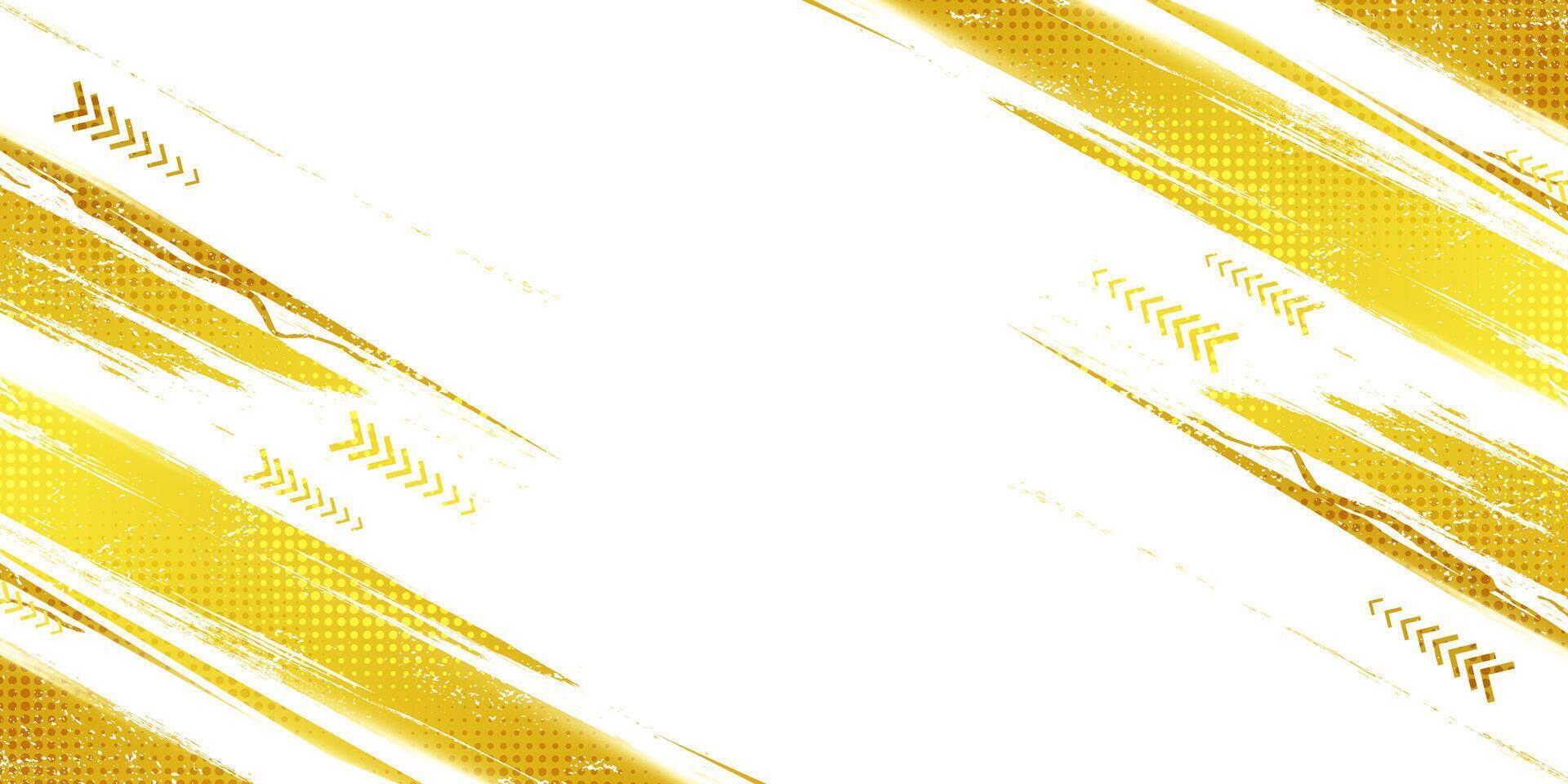 Abstract Background with Gold Brush Strokes and Halftone Style. Gold and White Grunge Background vector