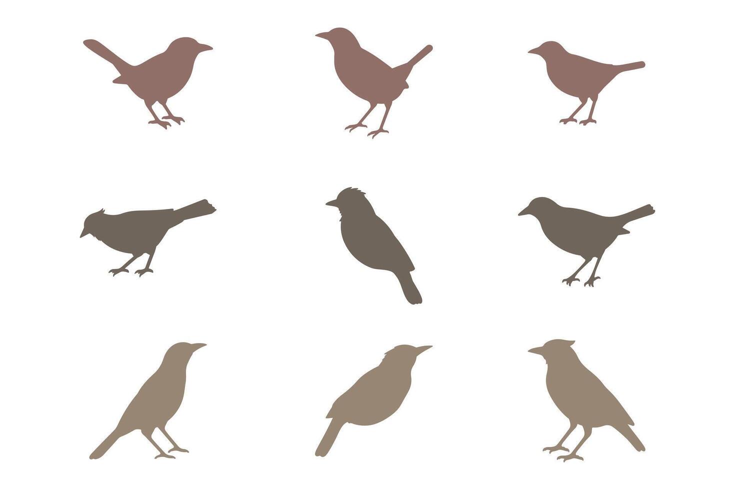 Myna Bird Silhouette Icon Set vector