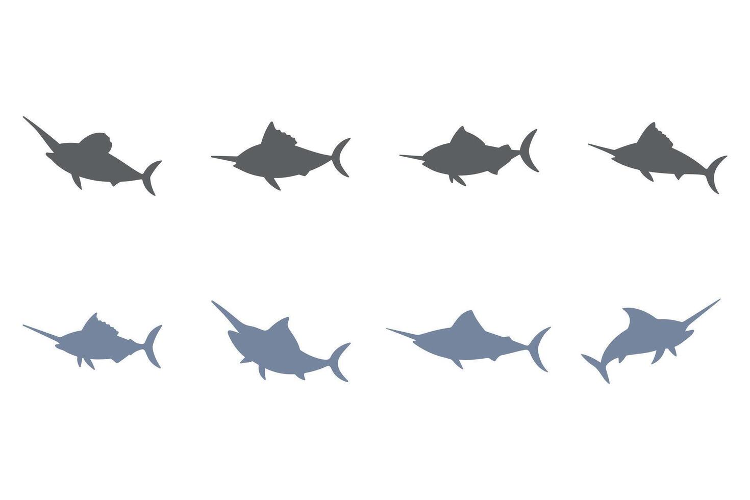 Marlin Silhouette Icon Set Design vector