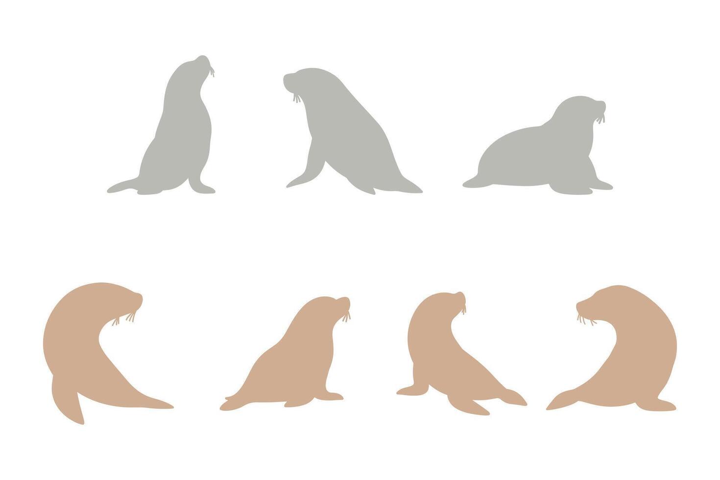 Sea Lion Silhouette Icon Set. Animal Illustration Design vector