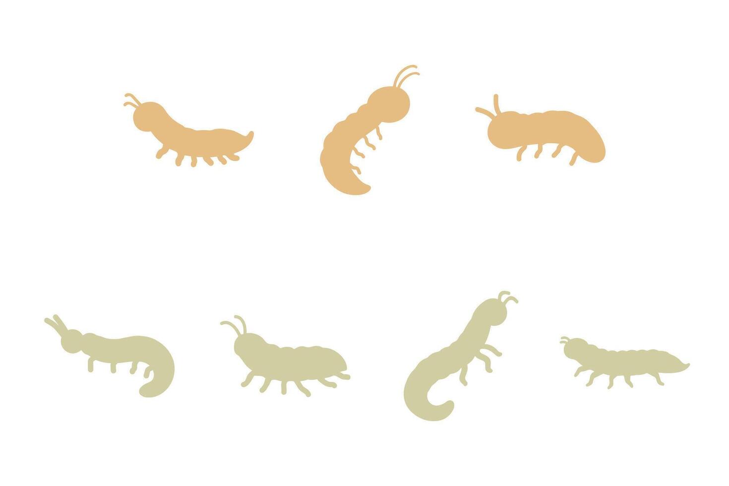 Maggot Silhouette Icon Set Design vector