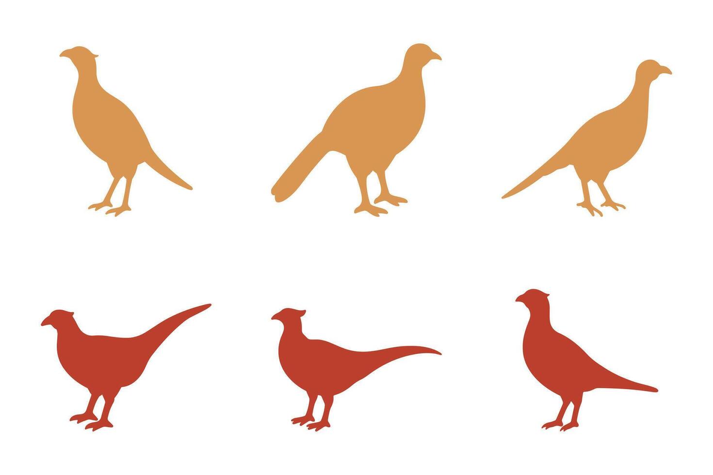 Pheasant Bird Silhouette Icon Set. Animal Illustration Design vector