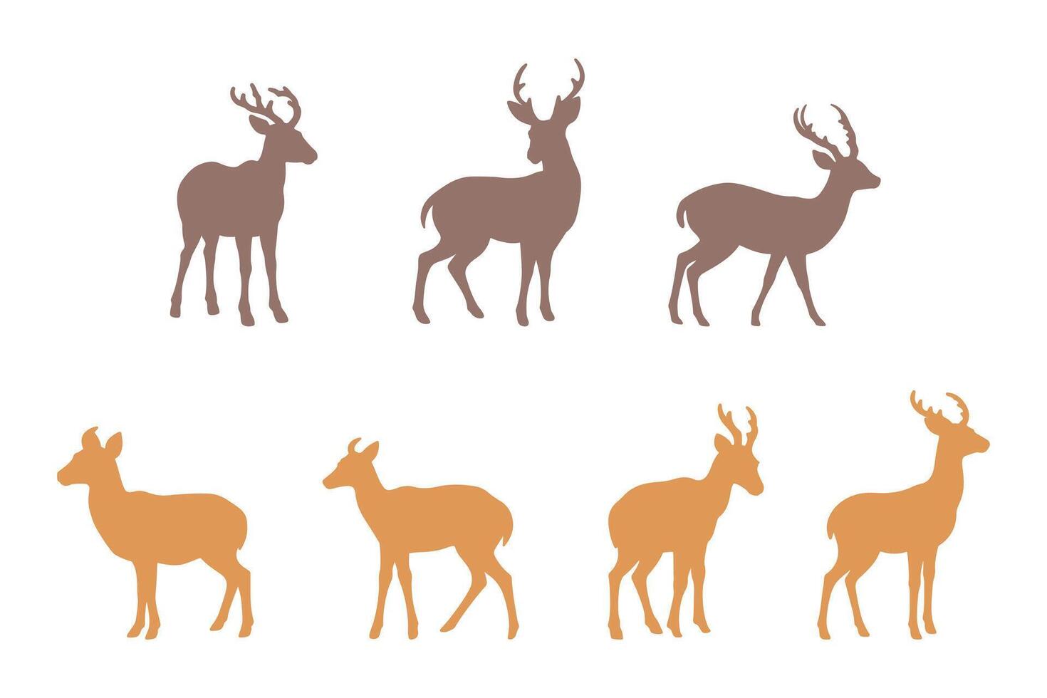 Muntjac Silhouette Icon Set Design vector