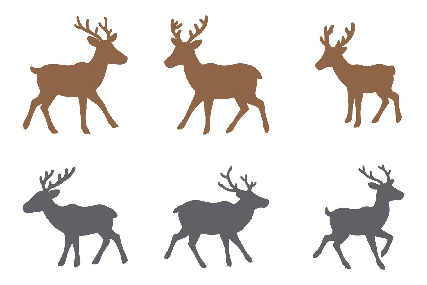 Reindeer Silhouette Icon Set. Animal Illustration Design vector