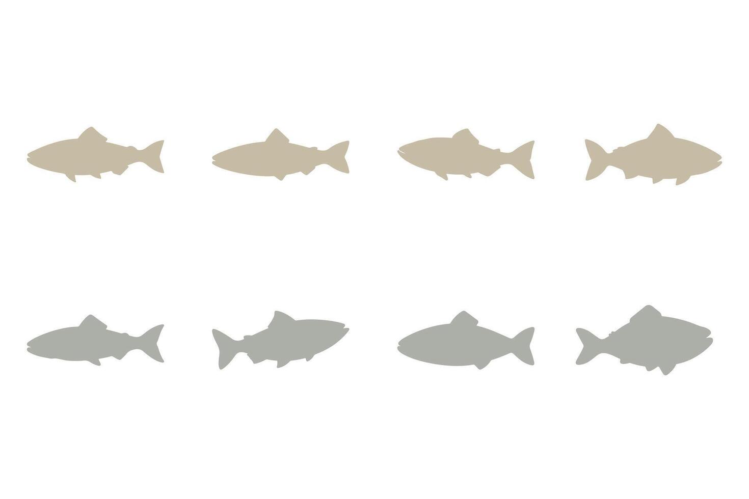 Salmon Fish Silhouette Icon Set. Animal Illustration Design vector