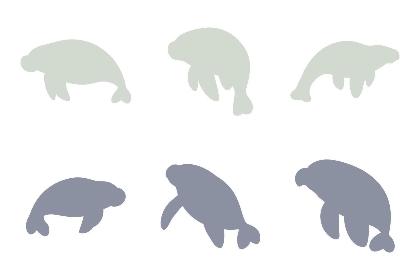 Manatee Silhouette Icon Set Design vector