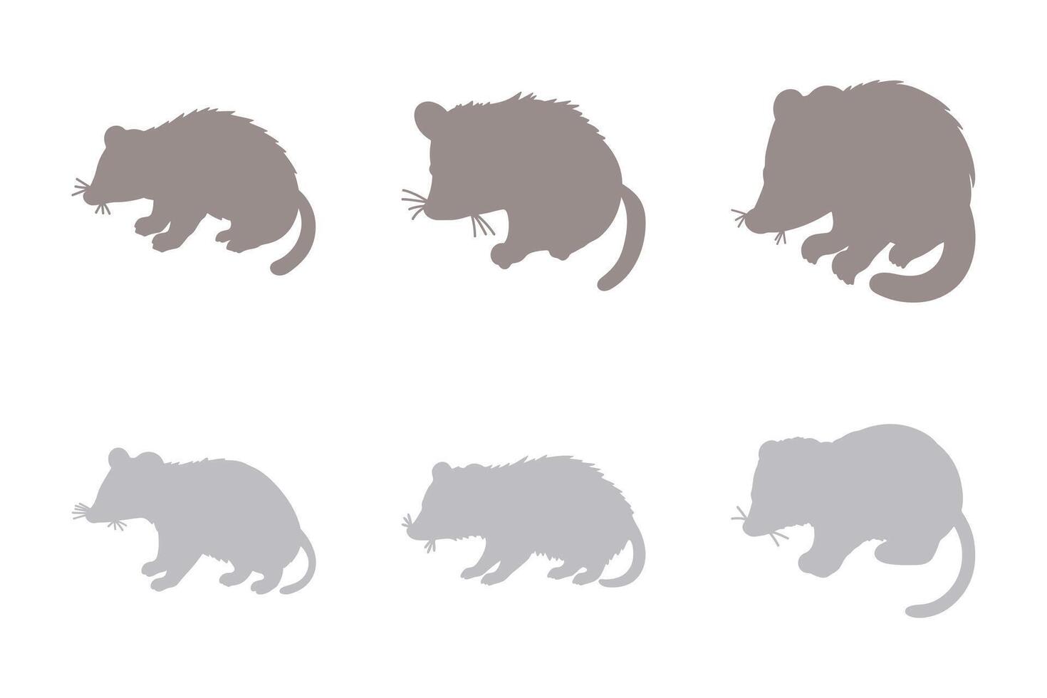 Opossum Silhouette Icon Set. Animal Illustration Design vector