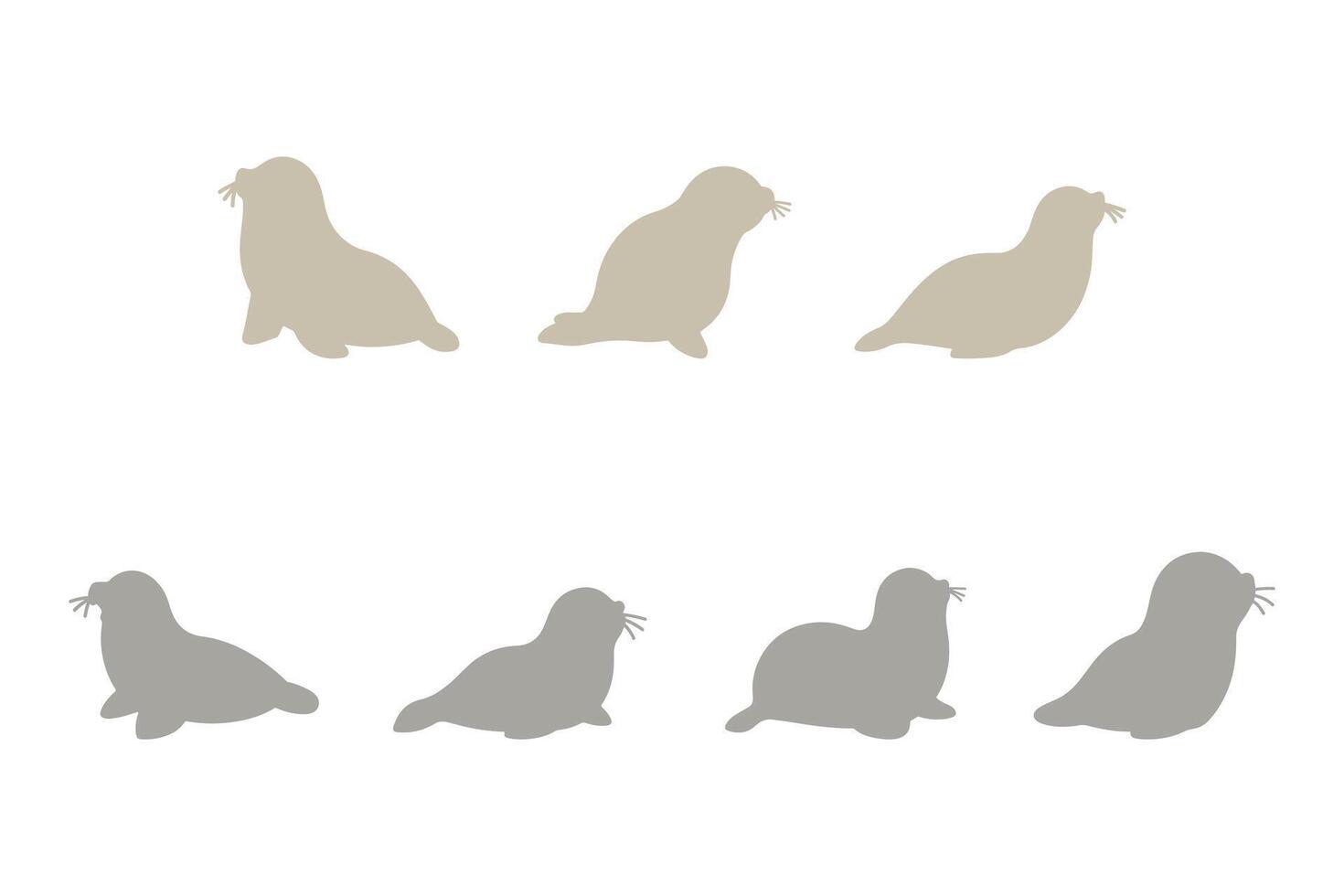 Seal Silhouette Icon Set. Animal Illustration Design vector