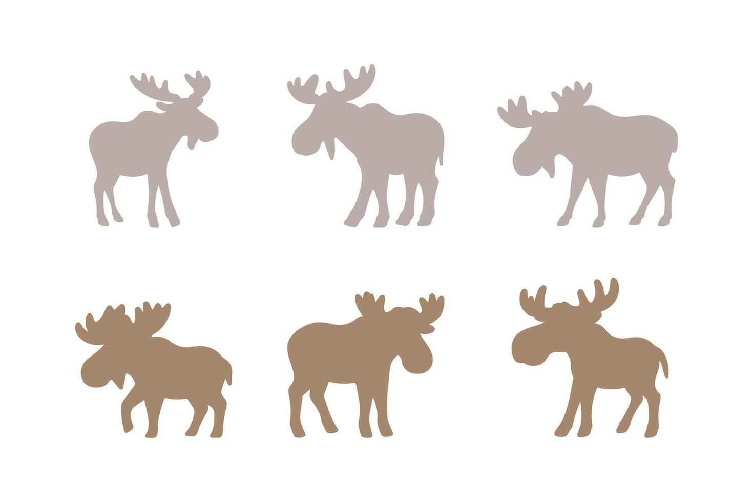 Moose Silhouette Icon Set Design vector