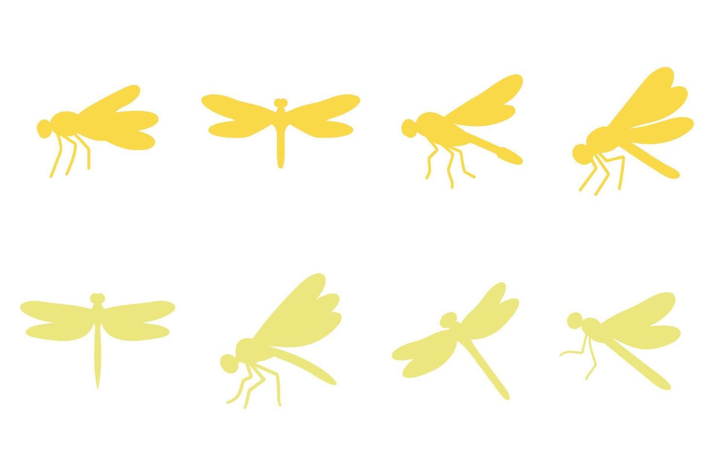 Mayfly Silhouette Icon Set Design vector