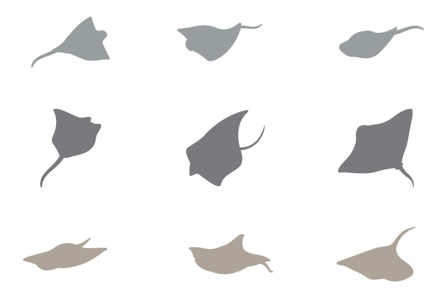 Manta Ray Silhouette Icon Set vector