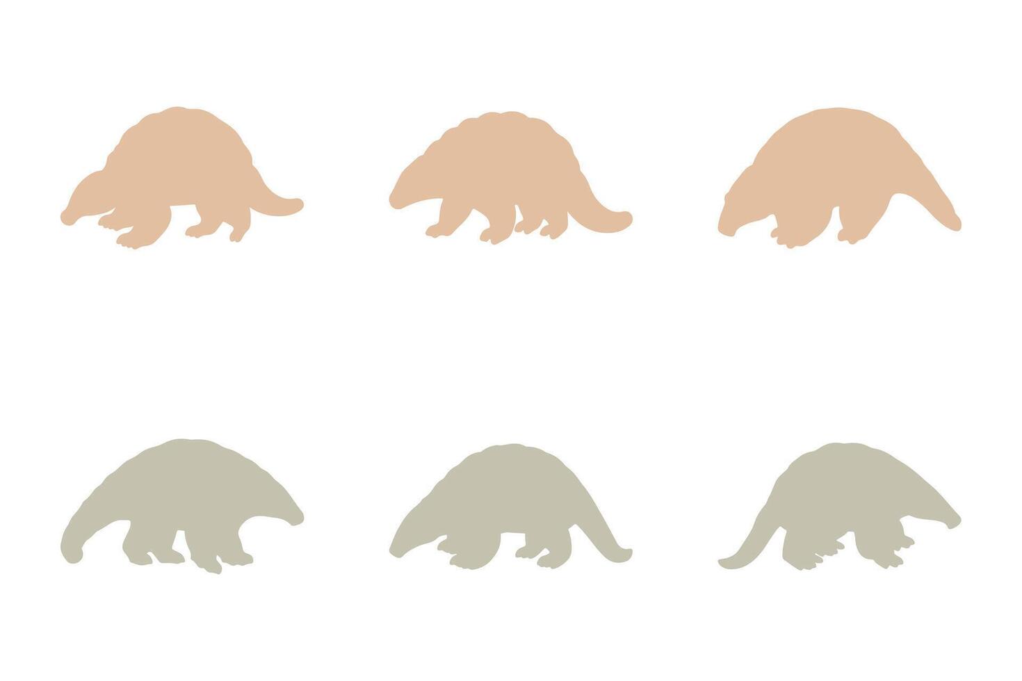 Pangolin Silhouette Icon Set. Animal Illustration Design vector