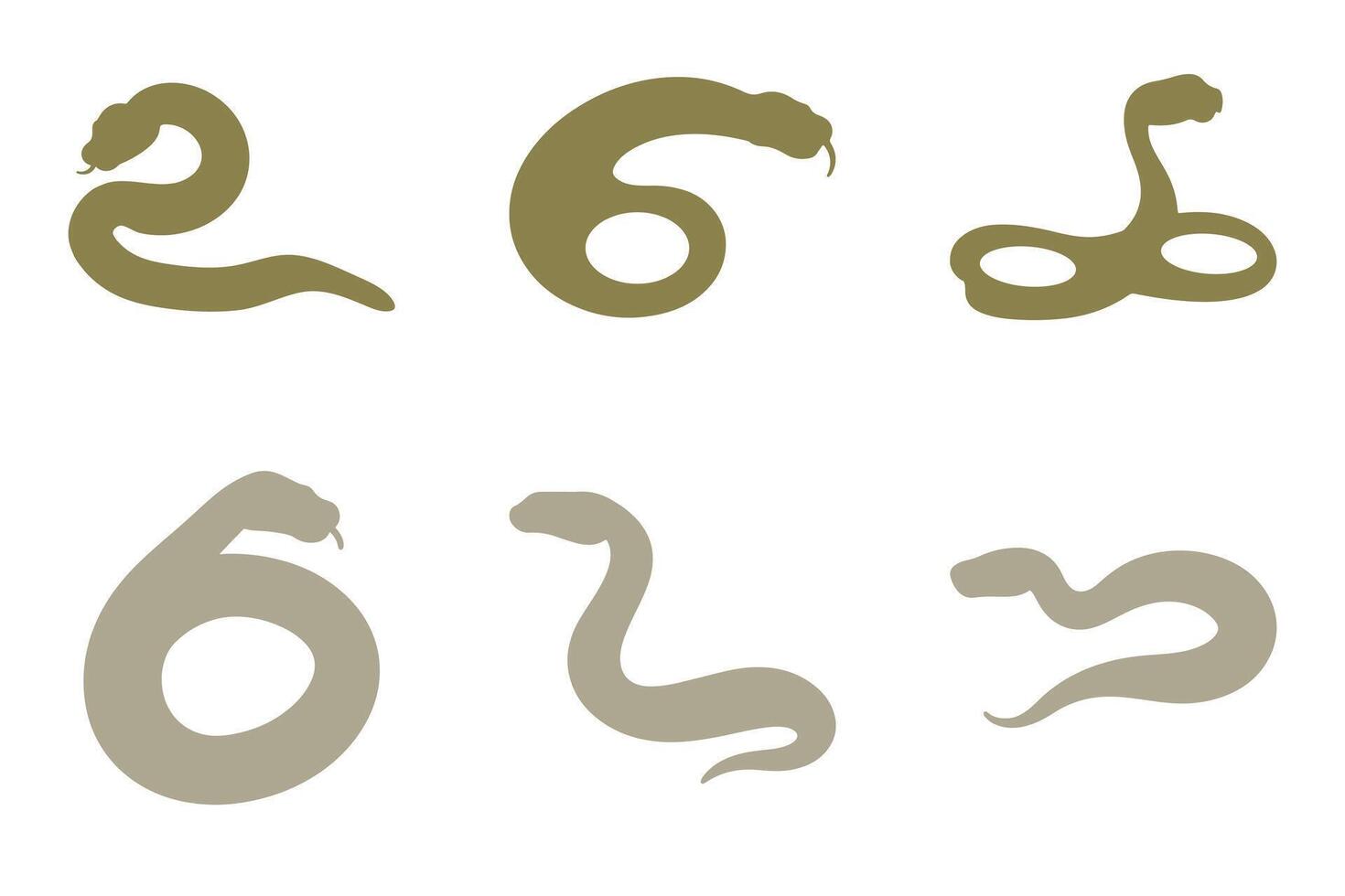 Python Snake Silhouette Icon Set. Animal Illustration Design vector
