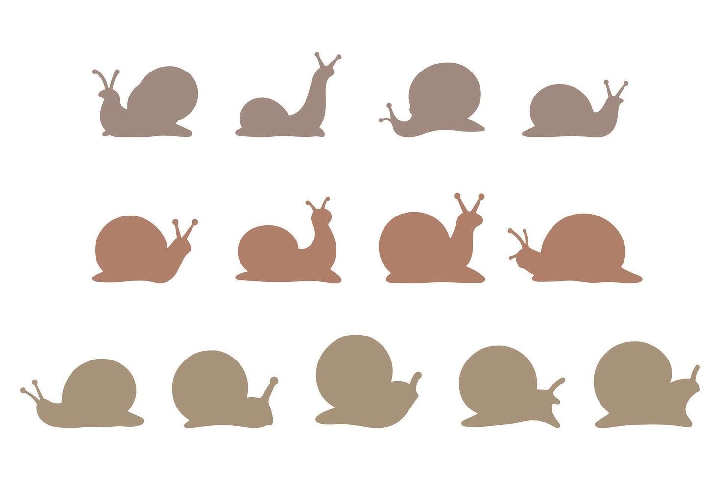 Snail Silhouette Icon Set. Animal Illustration Design vector