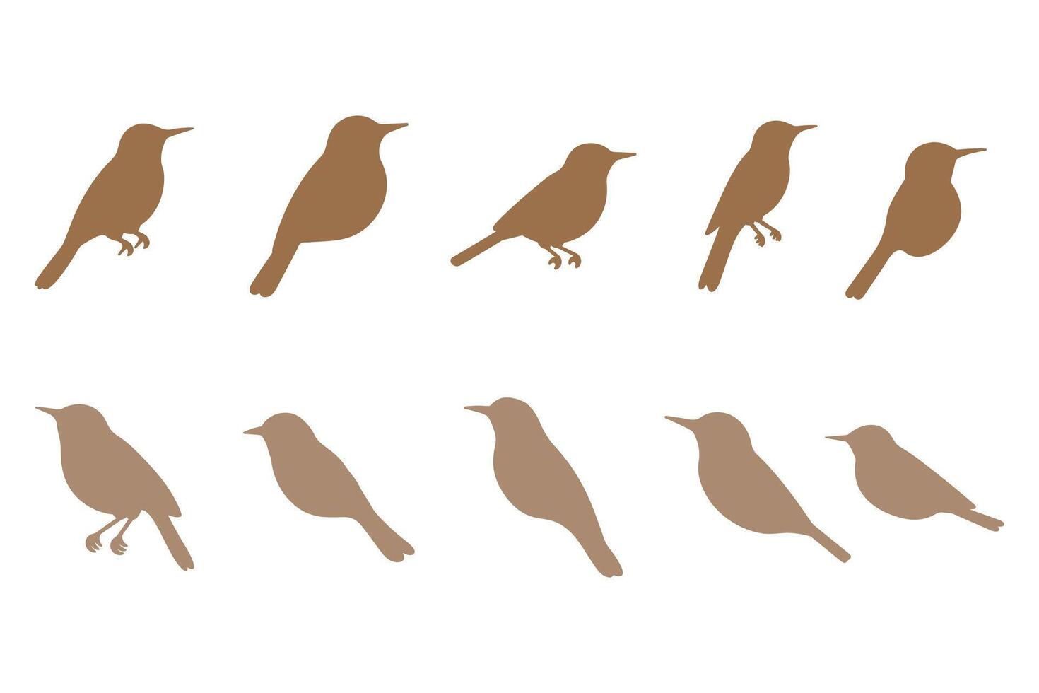 Nightingale Bird Silhouette Icon Set. Animal Illustration Design vector
