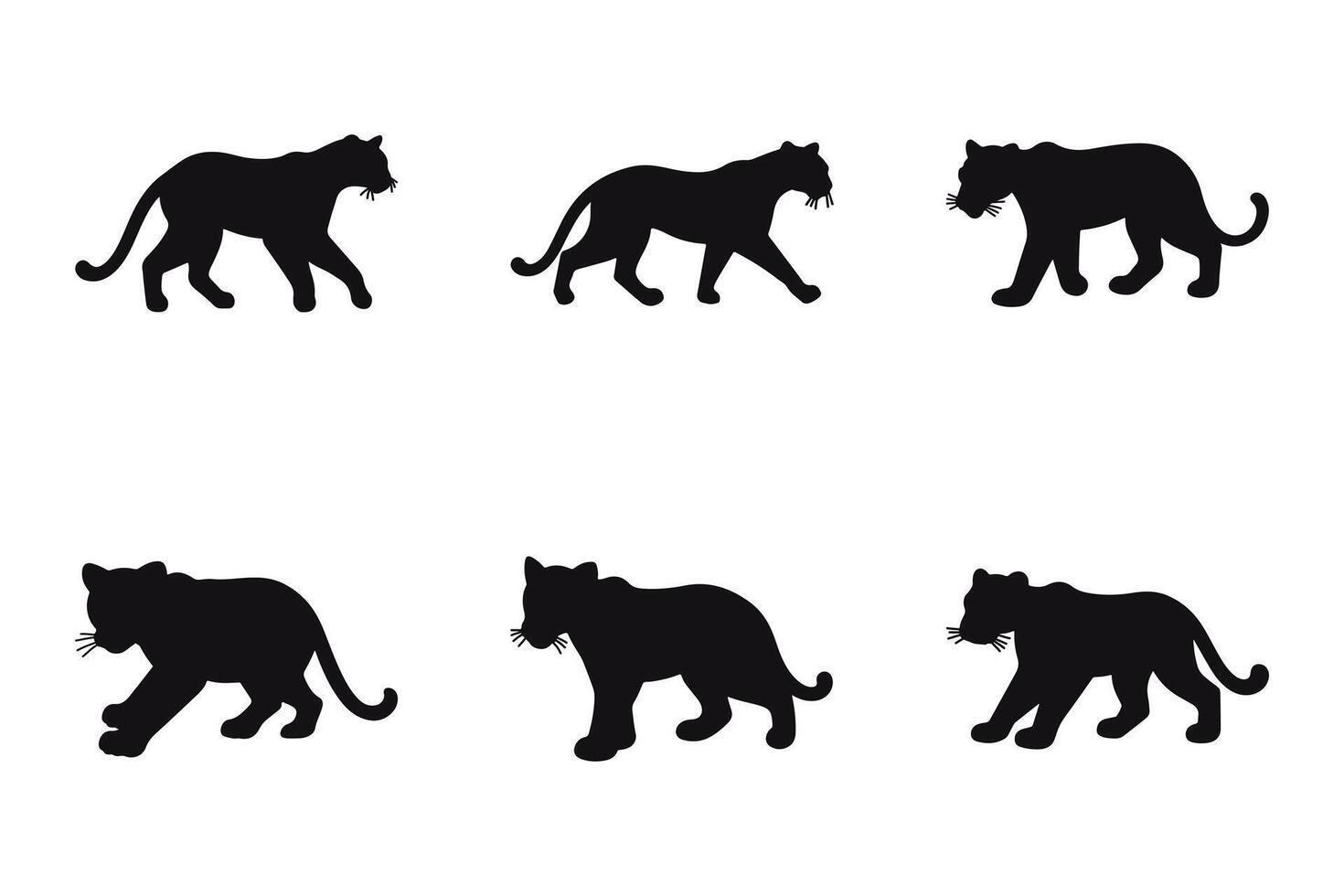 Panther Silhouette Icon Set. Animal Illustration Design vector
