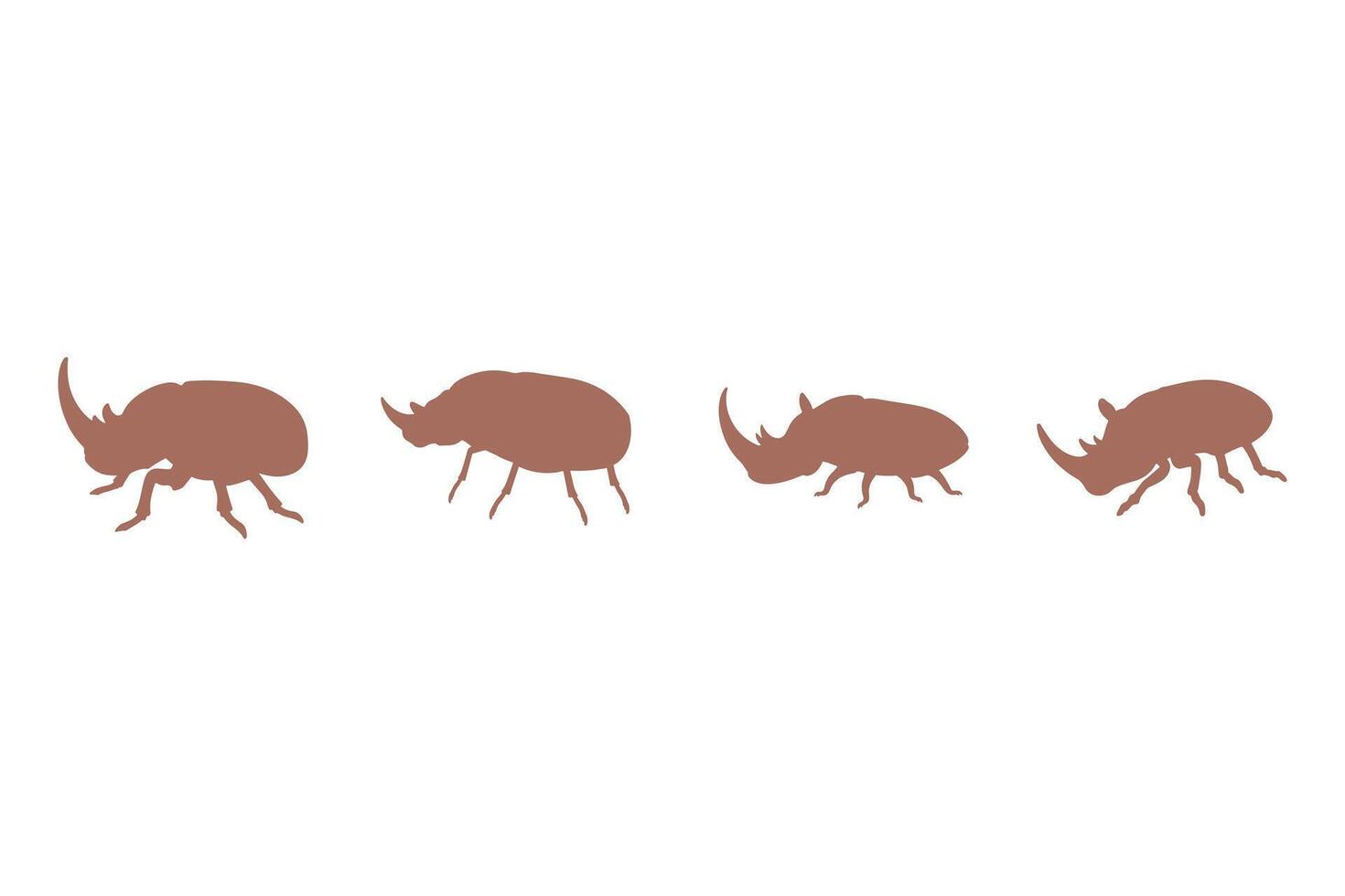 Rhinoceros Beetle Silhouette Icon Set. Animal Illustration Design vector