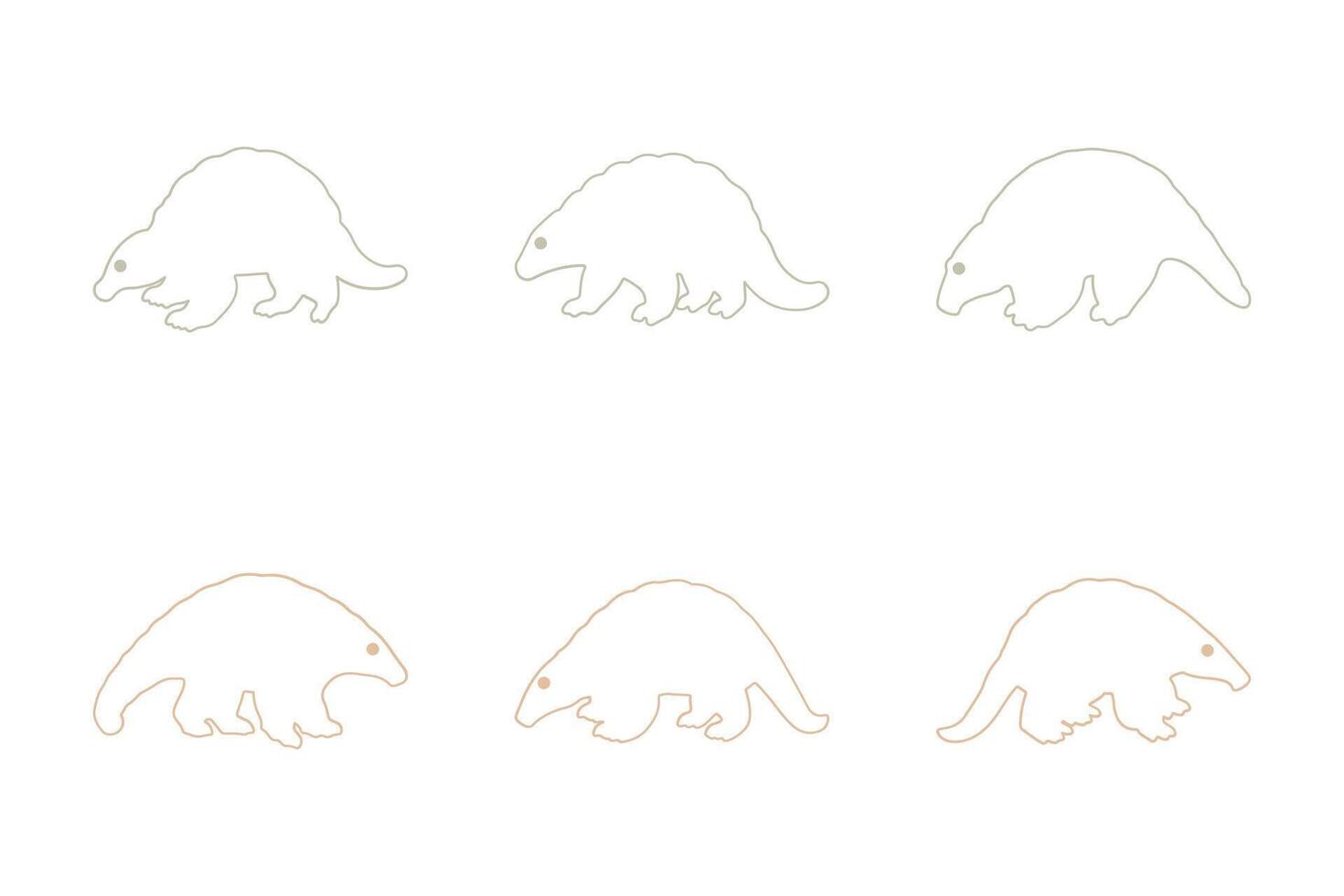 Pangolin Outline Icon Set. Animal Illustration Design vector
