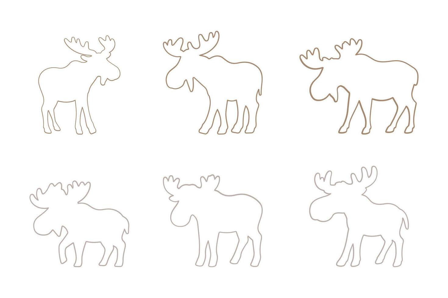 Moose Outline Icon Set Design vector