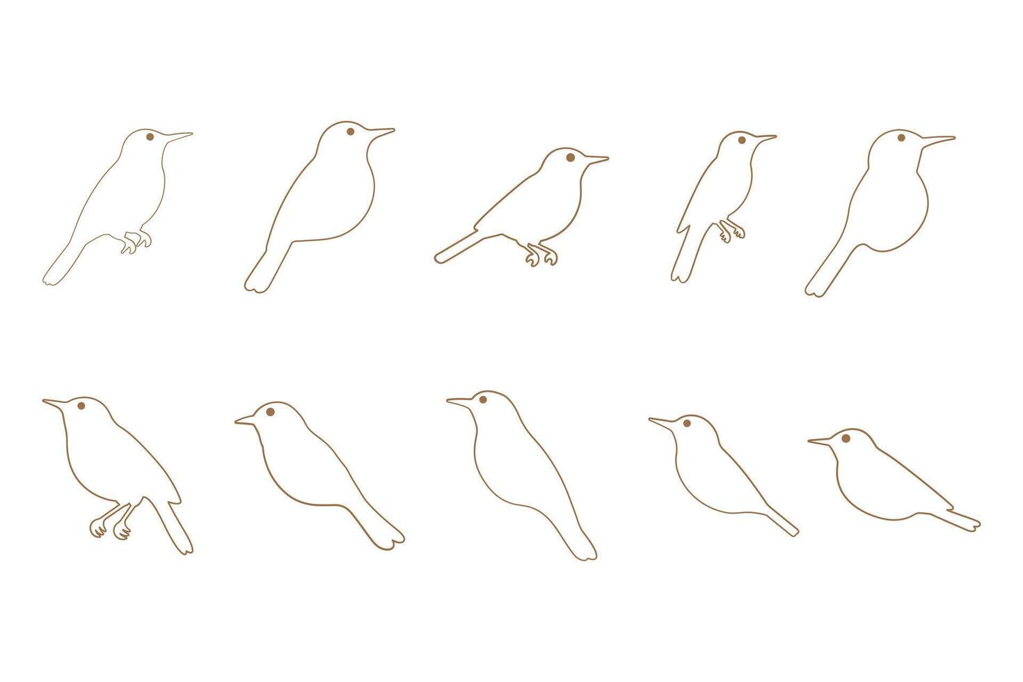 Nightingale Bird Outline Icon Set. Animal Illustration Design vector