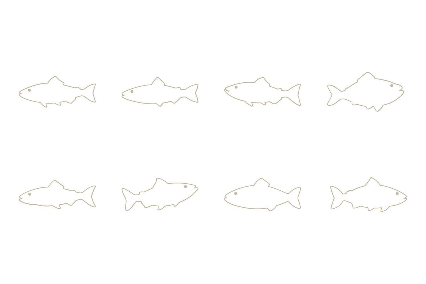 Salmon Fish Outline Icon Set. Animal Illustration Design vector