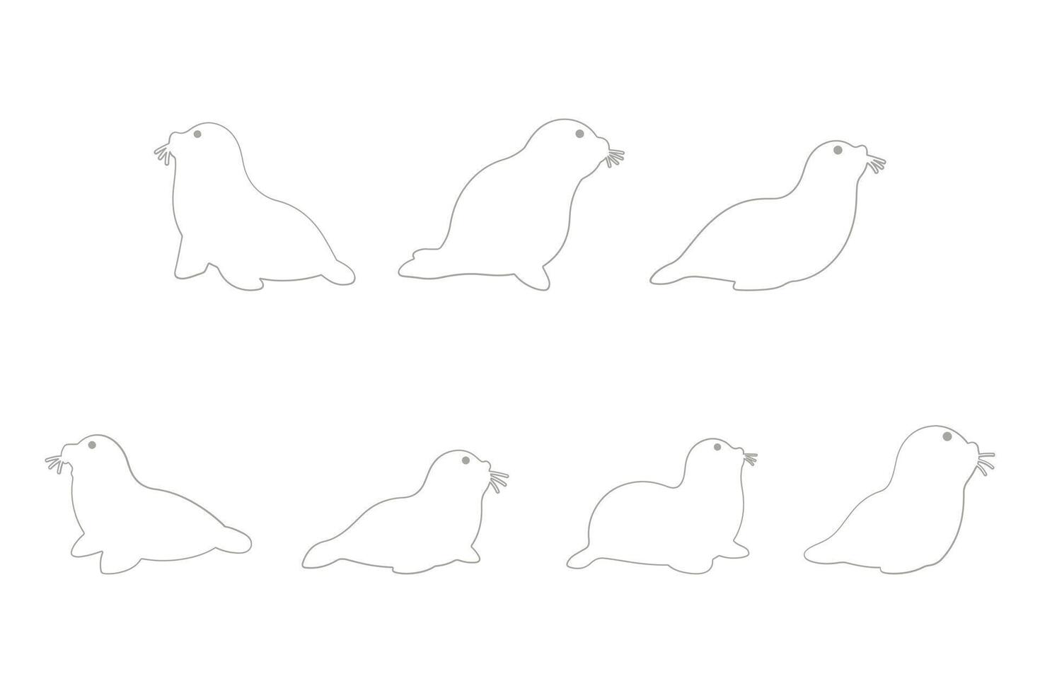 Seal Outline Icon Set. Animal Illustration Design vector