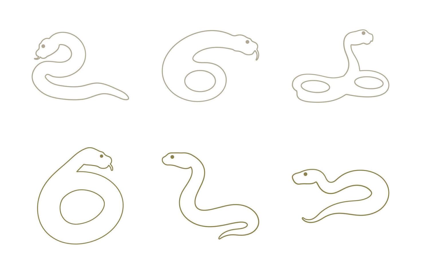 Python Snake Outline Icon Set. Animal Illustration Design vector