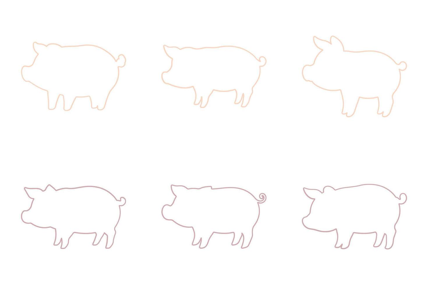 Pig Outline Icon Set. Animal Illustration Design vector