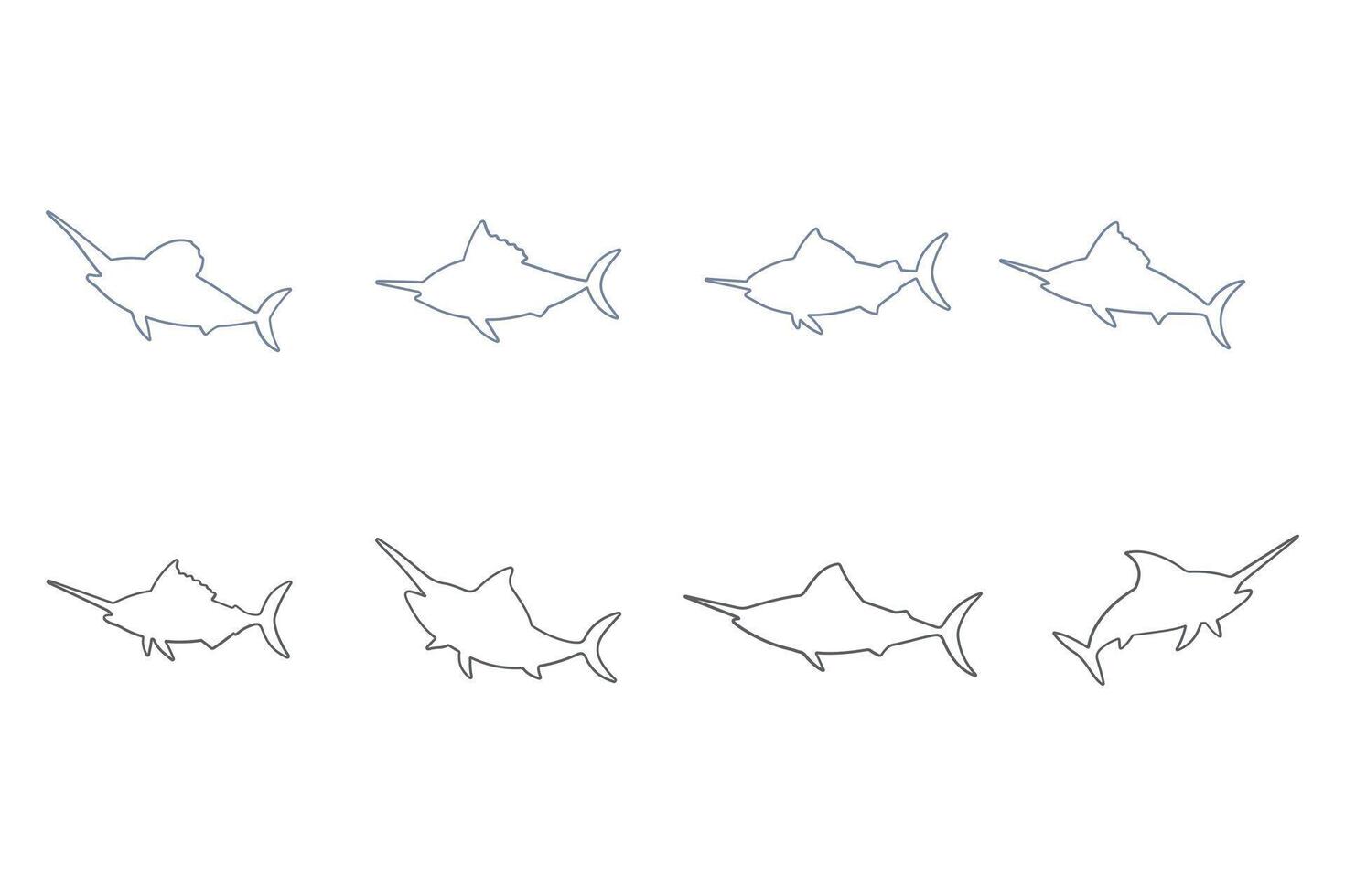 Marlin Outline Icon Set Design vector