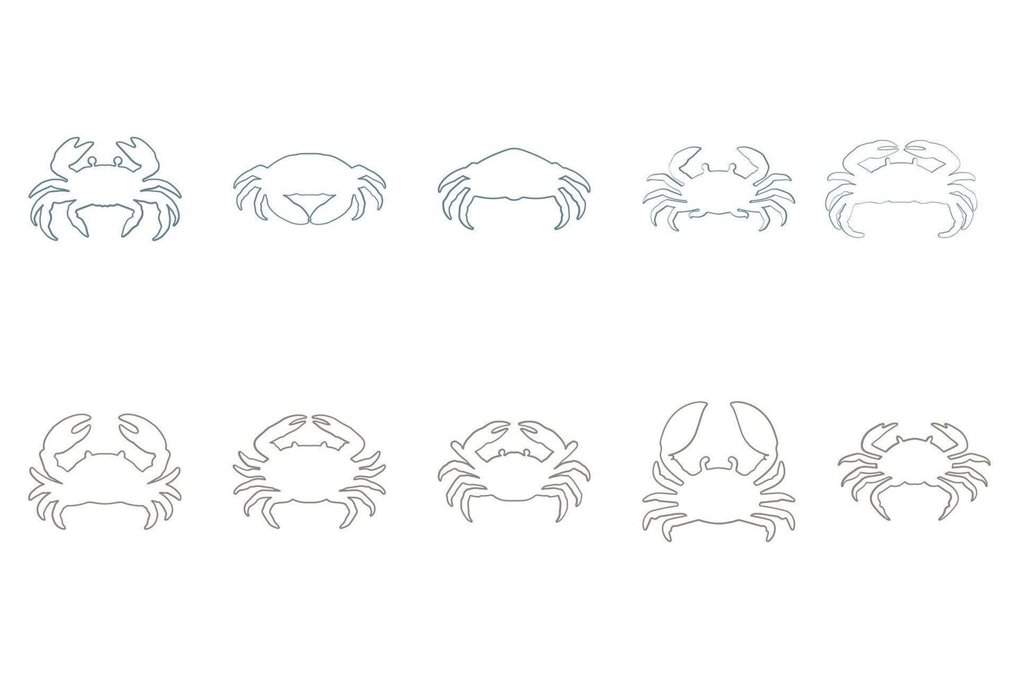 Mud Crab Outline Icon Set vector