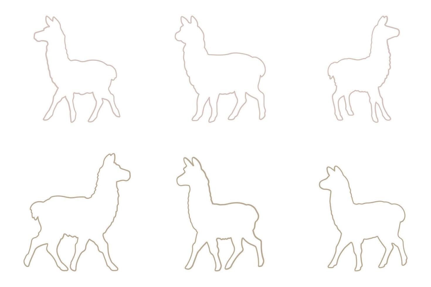 Llama Outline Icon Set Design vector